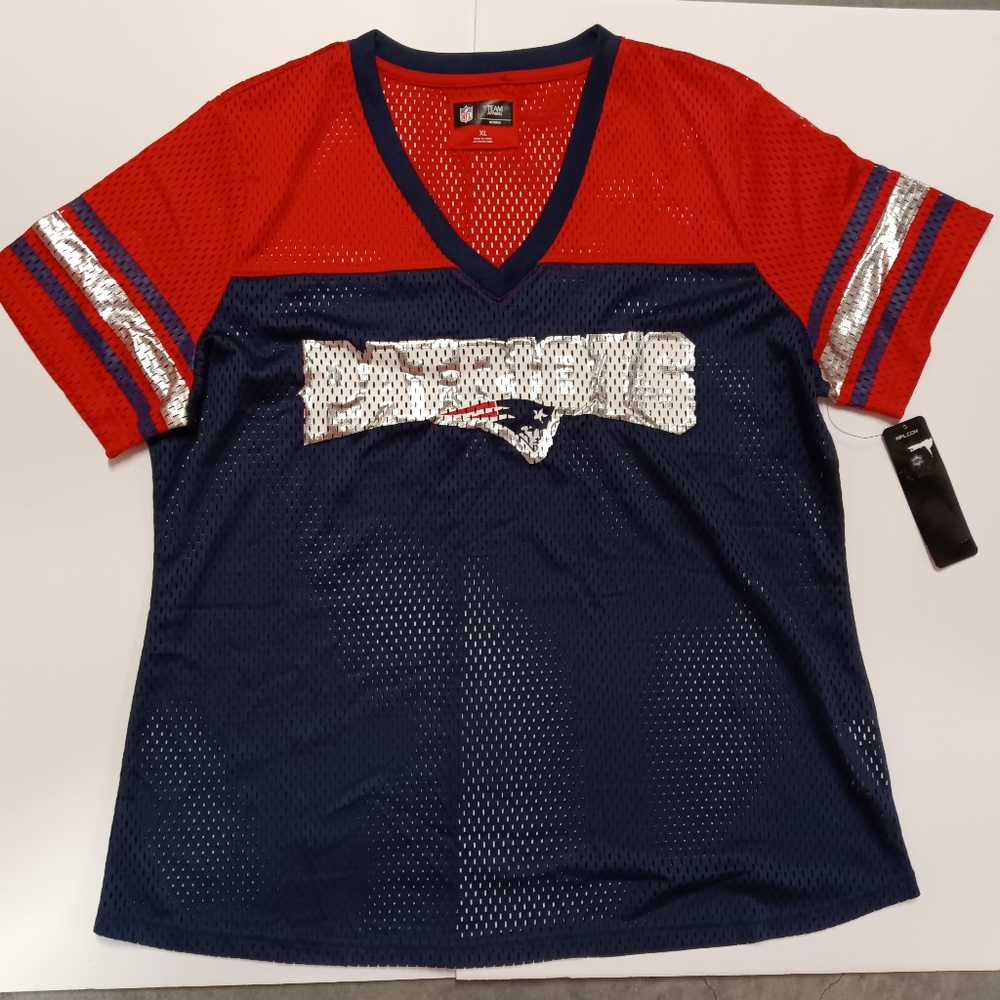 NWT NFL G-III Women's Patriots Mesh Jersey Size XL